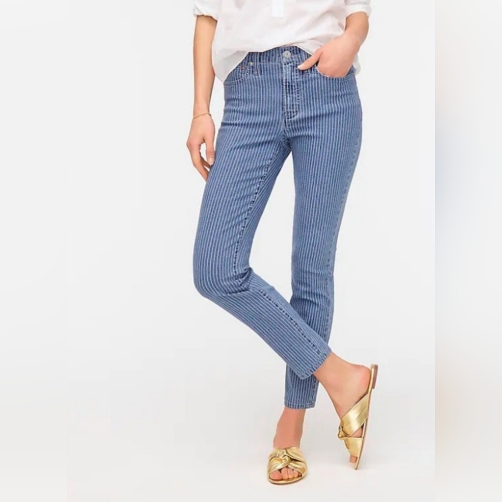 J.Crew Pinstripe 9" High-Rise Toothpick Jeans, Size 27